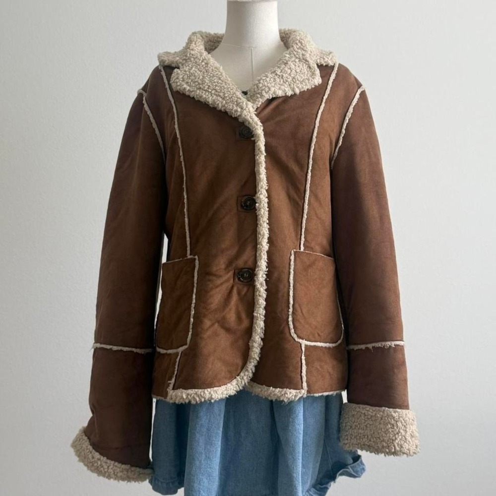 Penny Lane Style Coat y2K Faux Fur Retro Western Boho Indie M